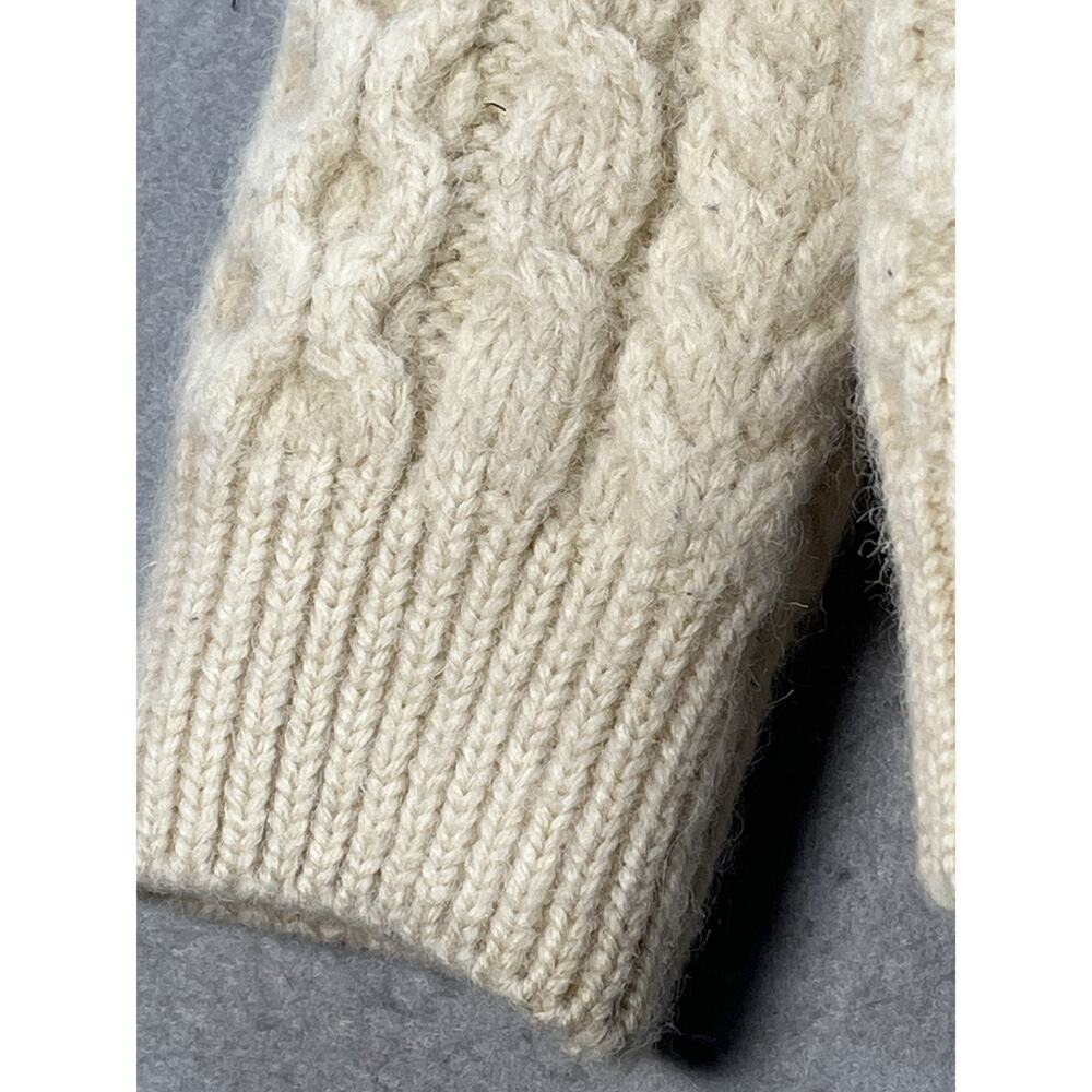 Carraig Donn Ireland Womens M 100% Wool Aran Cable Knit Cardigan Sweater Cream - Picture 13 of 13